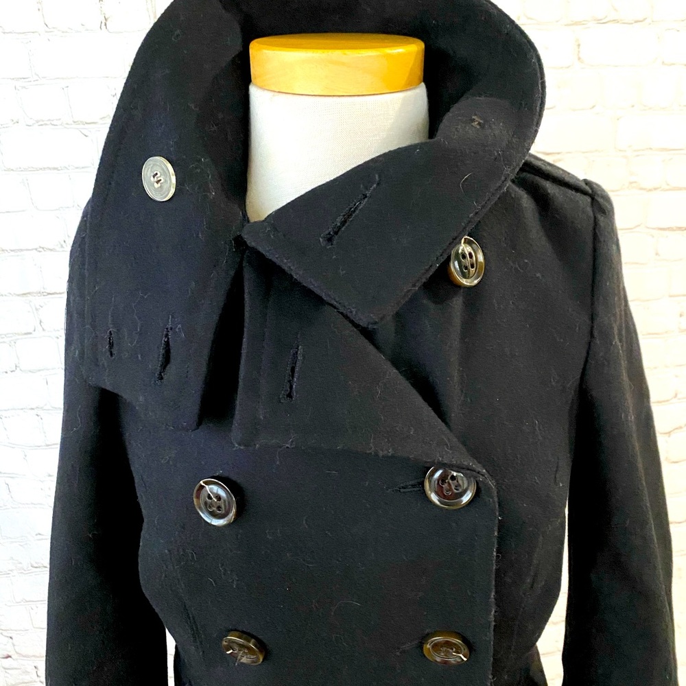 TOPSHOP Wool Blend Black Pea Coat